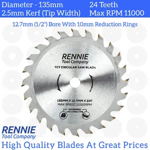 135mm x 24T TCT Circular Wood Saw Blades Fits Bosch, Makita, Black & Decker, Dewalt etc