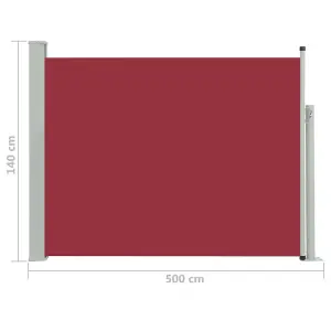 Berkfield Patio Retractable Side Awning 140x500 cm Red