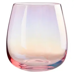 Interiors by Premier Set of 4 Translucent Pink Glass Tumbler, Glassware Drinking Glasses, Unique Drinking Tumbler Glasses