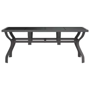 Berkfield Garden Table Grey and Black 180x80x70 cm Steel and Glass