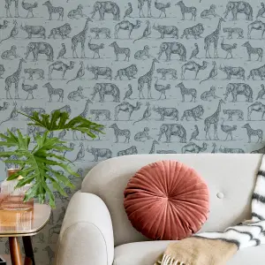 Superfresco Easy Blue Animal Smooth Wallpaper Sample