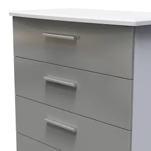 Harrow 5 Drawer Chest in Grey Gloss (Ready Assembled)