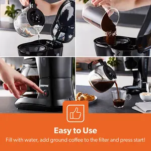 1.5L Filter Coffee Machine 800W Instant Coffee, Espresso & More