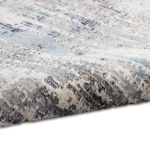 Abstract Ivory Grey Blue Modern Rug For Living Room Bedroom & Dining Room-122cm X 183cm