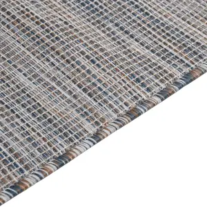 Outdoor Flatweave Rug 140x200 cm Brown and Blue