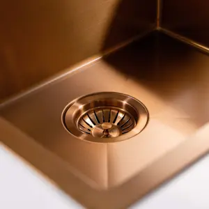 Mockeln - 1.0 Bowl Stainlees Steel Kitchen Sink - Inset or Undermounted - Copper Finish - 440mm x 440mm x 200mm