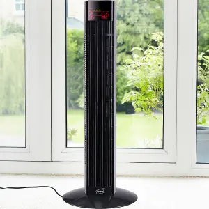 Neo 36 inch Black Free Standing 3 Speed Tower Fan with Remote Control