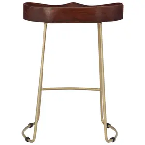 Fulbright Counter Stool with Metal Frame (Set of 2) Walnut / Gold / 62cm