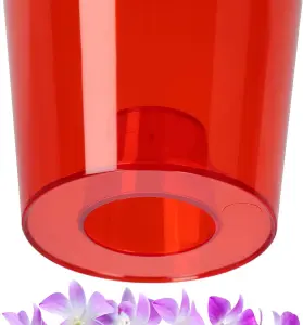 Plant Orchid Pot Plastic  Gloss Oval Planter 12 cm Red Round