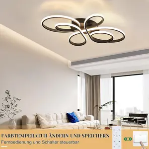 LED Ceiling Light Modern Dimmable in Butterfly-shaped Design 66 cm Black