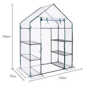 VonHaus Walk In Greenhouse Cover Replacement, Spare Plastic PVC Cover Weatherproof, Size of Cover: H195 x L143 x D73cm