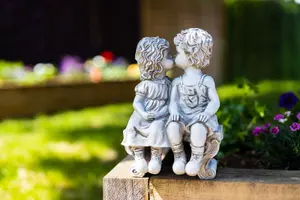 Kissing Kids Stone Effect Garden Ornament