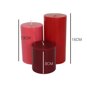 Pillar Candle Set of 3 Red Candles by Laeto Ageless Aromatherapy - FREE DELIVERY INCLUDED