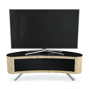 AVF Affinity Bay Plus 1.5m Curved TV Stand, for TVs up to 70" - Whitewashed Oak