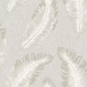 Belgravia Décor Glitter Feather Silver Textured Wallpaper