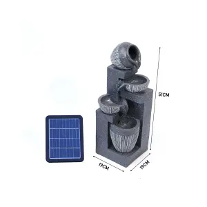 Outdoor Garden LED Water Fountain Water Feature Tiered Rockery Decor with Pump Solar Power