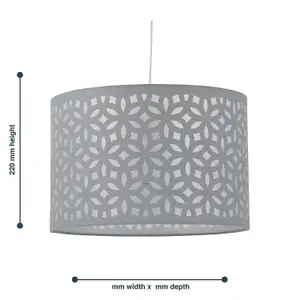 First Choice Lighting Set of 2 Grey Laser Cut 33cm Pendant Lightshades