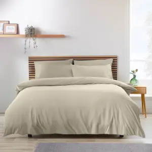 Catherine Lansfield Bedding So Soft Easy Iron Super King Duvet Cover Set with Pillowcases Natural