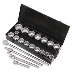 Sealey Socket Tool Set 21 Pieces 1" Square Drive 6 Point WallDrive Metric S0768