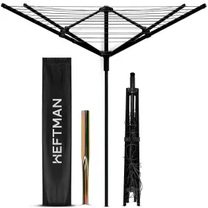 HEFTMAN 4 Arm Rotary Washing Line - Black