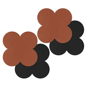 iStyle Rust and Black Scalloped Flexi Set of 4 Faux Leather Coasters