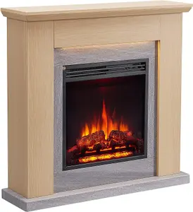 FLAMME Stratford Fireplace with 35" surround with 2kW Fireplace Heater Espresso Oak Multiple Colours Available