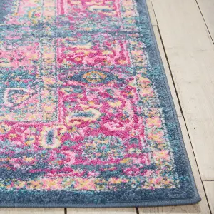 Blue Rug, Floral Persian Rug, Stain-Resistant Traditional Rug for Bedroom, Living Room, & Dining Room-160cm X 221cm