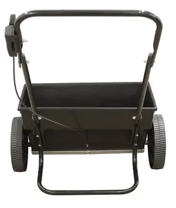 Black Salt/Seed/Fertiliser Drop Spreader With 30kg Capacity, Rock Salt Spreader With Cable Controlled Flow, No Motors/Batteries