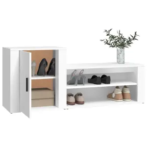 Berkfield Shoe Cabinet White 130x35x54 cm Engineered Wood