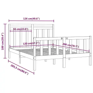 Berkfield Bed Frame White Solid Wood Pine 120x200 cm