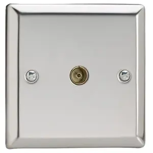 Varilight 1-Gang TV Socket, Co-Axial Chrome