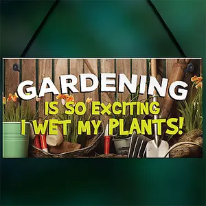 Red Ocean Gardening So Exciting Wet My Plants Sign Wall Garden Garage Gate Door Plaque Garden Signs And Plaques Shed Sign