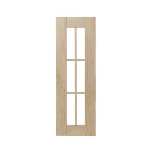 GoodHome Alpinia Matt light oak effect Shaker Glazed Tall glazed Cabinet door (W)300mm (H)895mm (T)18mm