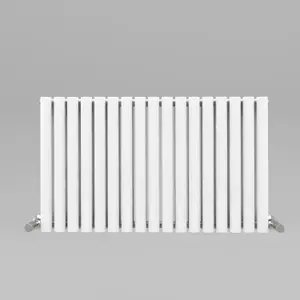 White Oval Tube 600x1003mm Horizontal Double Panel Heated Towel Radiator