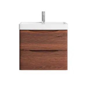 Eden 600mm Wall Hung Vanity Unit in Redwood & Resin Basin