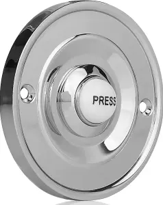 Byron 2207P1BC Wired Round Door Bell Push Button Polished Chrome Circular Doorbell with White Press