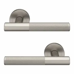 GoodHome Irus Brushed Nickel effect Round Latch Door handle (L)150mm, Pair