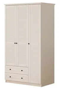 VOLET 3 Door 2 Drawer White Wardrobe