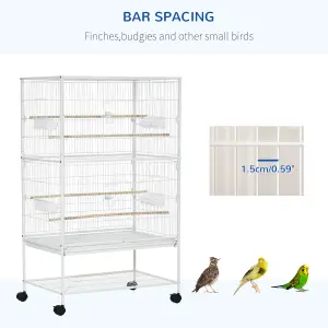 PawHut Large Bird Cage Budgie Cage for Finch Canaries Parrot with Stand White