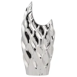 Decorative Vase HALUZA Ceramic Silver