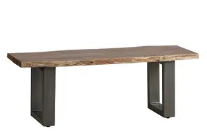 Medium Dining Set with 2 Benches Natural Essential Live Edge