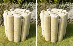 Garden Log Edging Rolls Lawn Border Edge (H)300mm (L)1.8m Set of 2