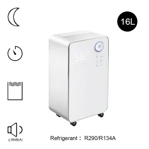 16L Dehumidifier with Wheels,24 hours Timer,Control Panel,Low Noise,Phone Control by WiFi