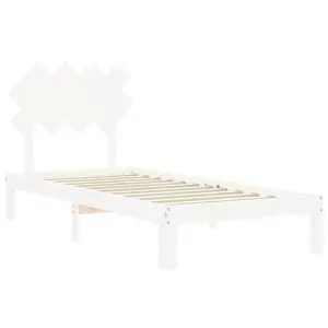 Berkfield Bed Frame with Headboard White 90x200 cm Solid Wood