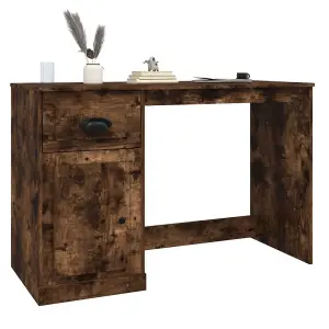 Berkfield Desk with Drawer Smoked Oak 115x50x75 cm Engineered Wood