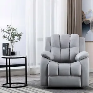 Electric Powered Recliner Chair With USB Charger And Pocket Storage In Leather-Look Grey Technology Fabric