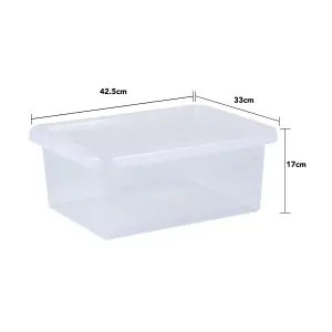 Wham Crystal 17L Small Under Bed Plastic Storage Boxes With Lids - Pack of 5. Clear, Strong, Made in UK Clear