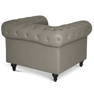 Faux Leather Chesterfield Arm Chair - Grey