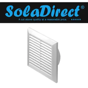 170 mm x 170 mm White Air Vent Grille for 100 mm Round Duct Hose Pipe Connection