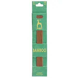 BAMB DE KP 15CMX3.00 - Knitting Pins: Double-Ended: Set of Five: Bamboo: 15cm x 3.00mm - Pony